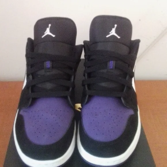 Black and Purple Low Air Jordan 1 - Picture 3 of 5